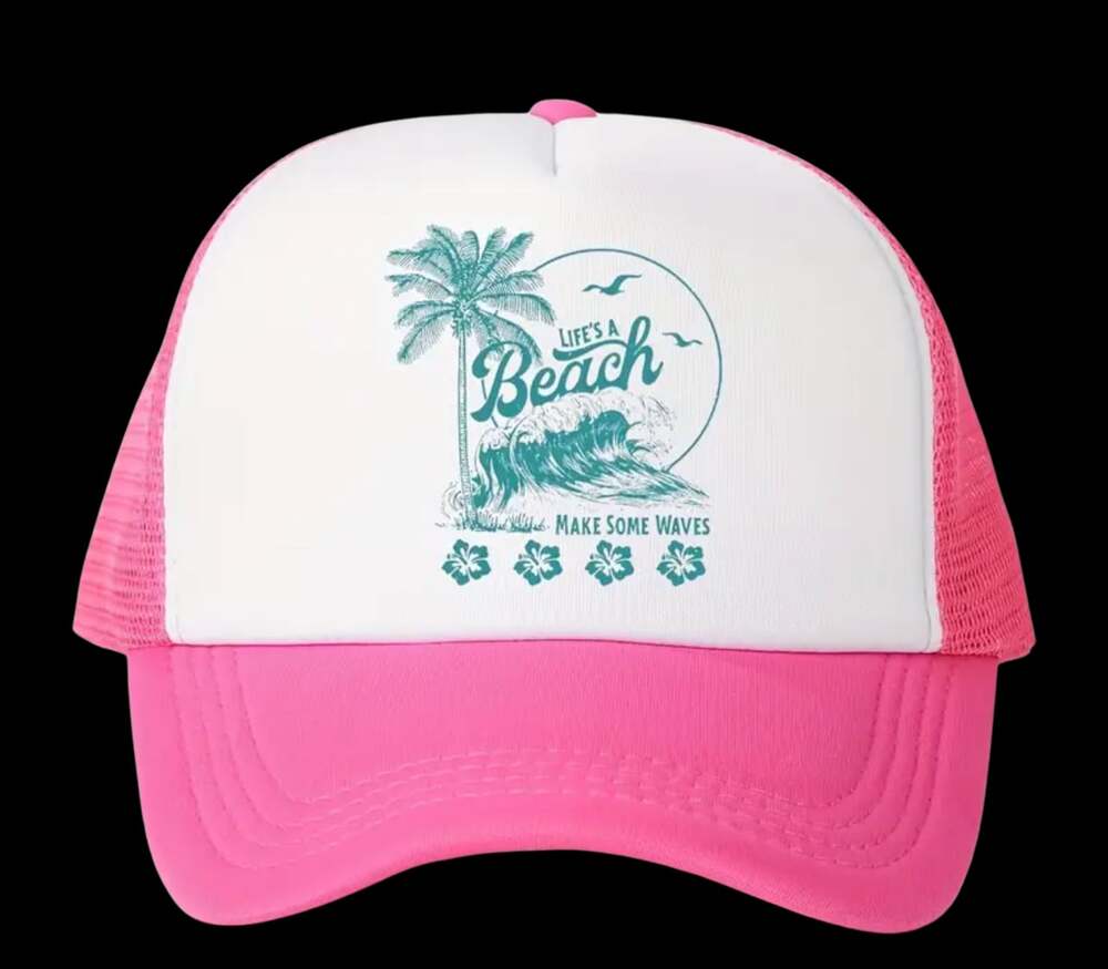 Life's A Beach Retro Pink Foam Trucker Hat